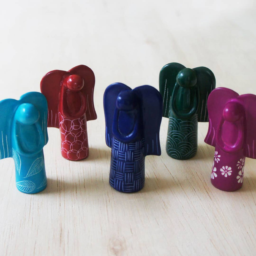 Soapstone Standing Angels - Green