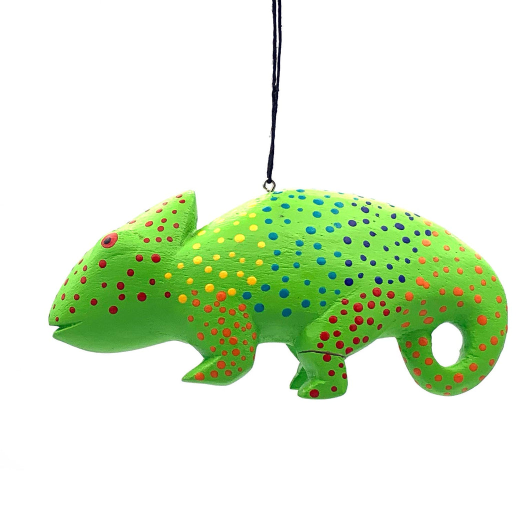Whimsical Chameleon Balsa Ornament