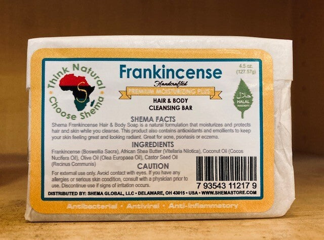 Shema Premium Moisturizing Handcrafted *FRANKINCENSE* Hair & Body African Shea Butter Soap (4 oz.)