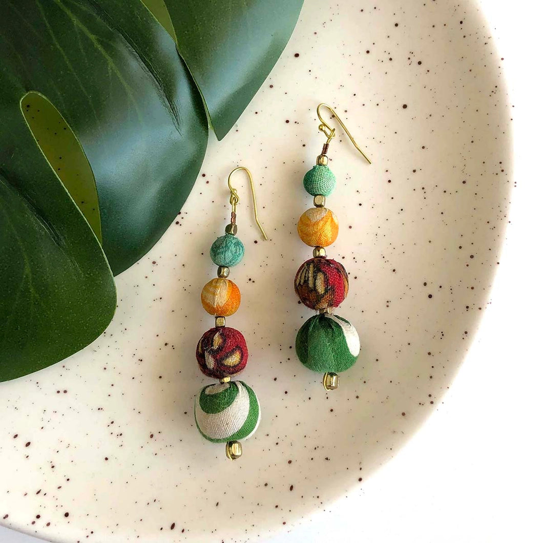 World Finds Kantha Bead Dangle Earrings